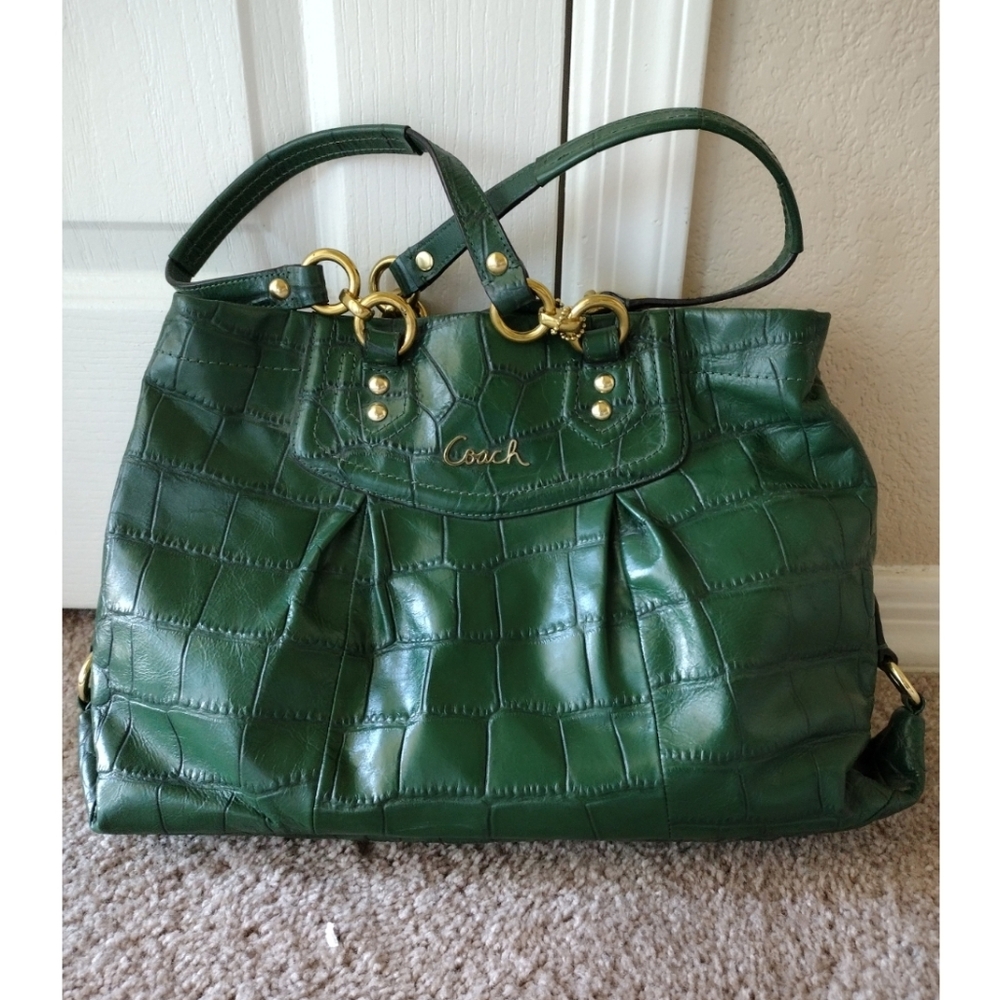 Coach Green Leather Tote Bag New Without Tags